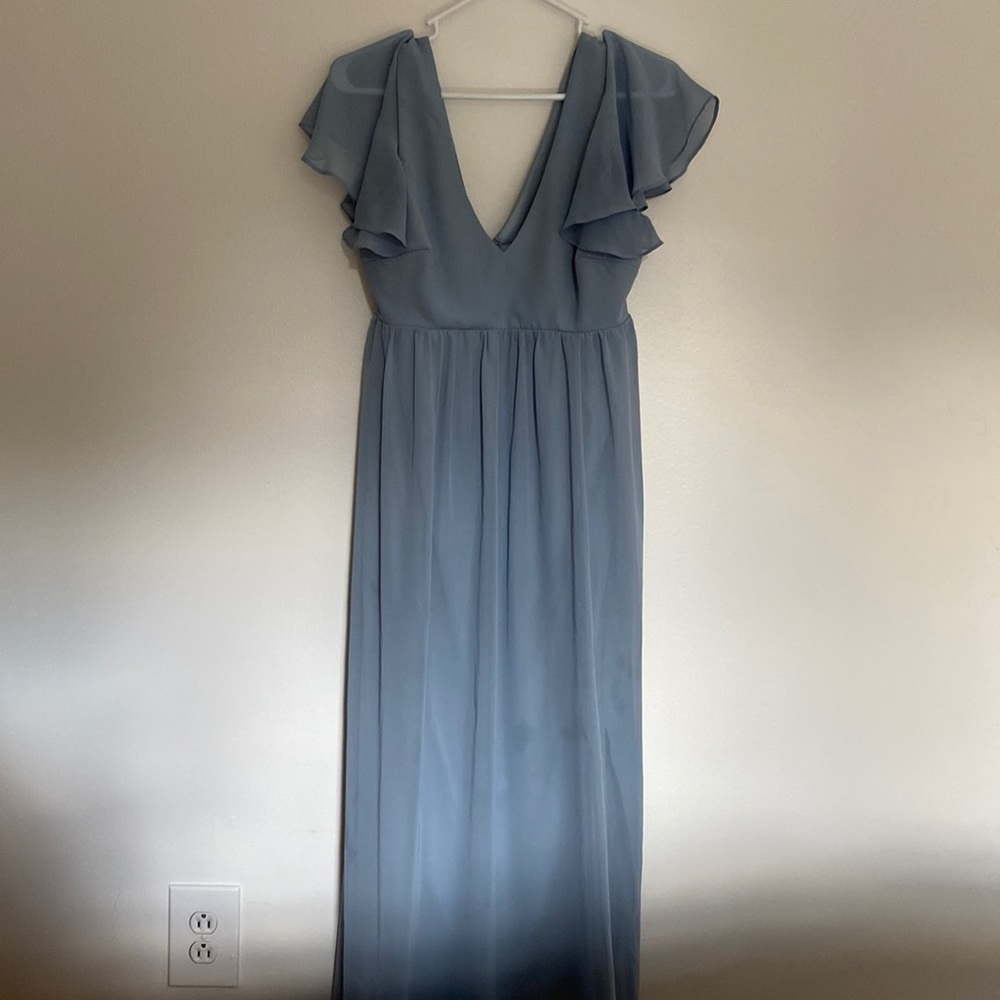 Birdy grey blue bridesmaid dress